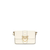 PINKO White Calf Leather Bos Taurus Shoulder Bag